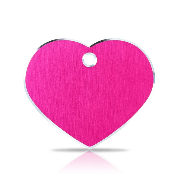 grote roze dierenpenning hart graveren personaliseren